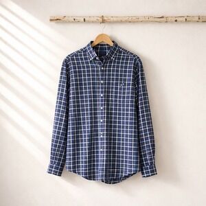 Vineyard Vines Performance Classic Fit Tucker Shirt Navy Blue Plaid Mens Size M